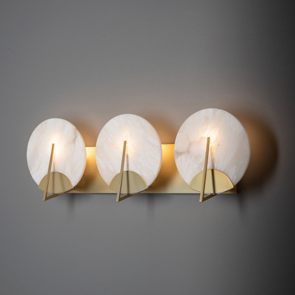 Callisto 3-Light Bath Sconce, Modern Brass