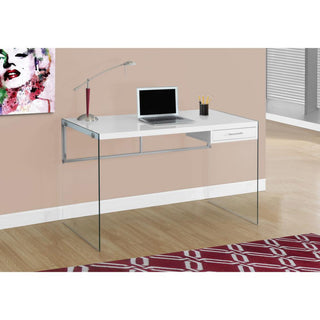 Computer Desk - 48"L / Glossy White / Tempered Glass