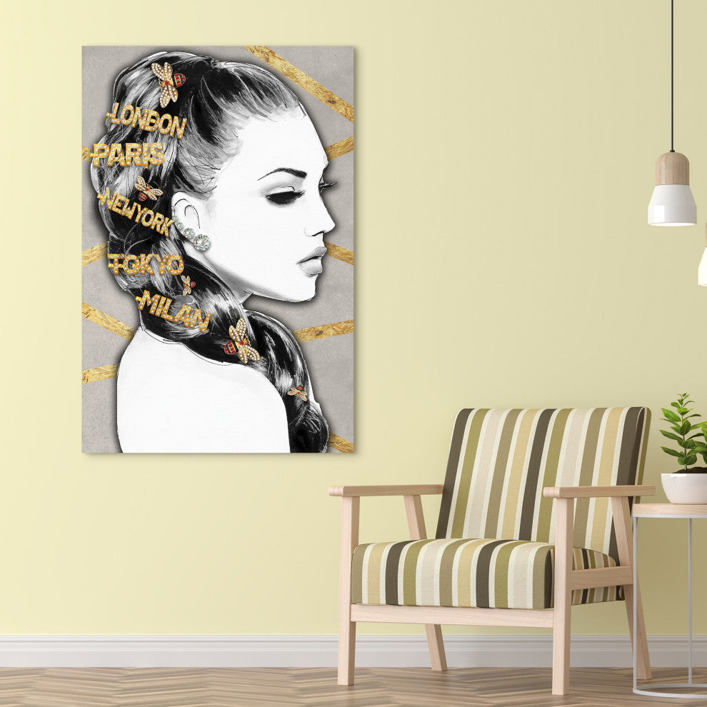 Beautiful Woman Printed Wall Art Unframed Free Floating Tempered Glass