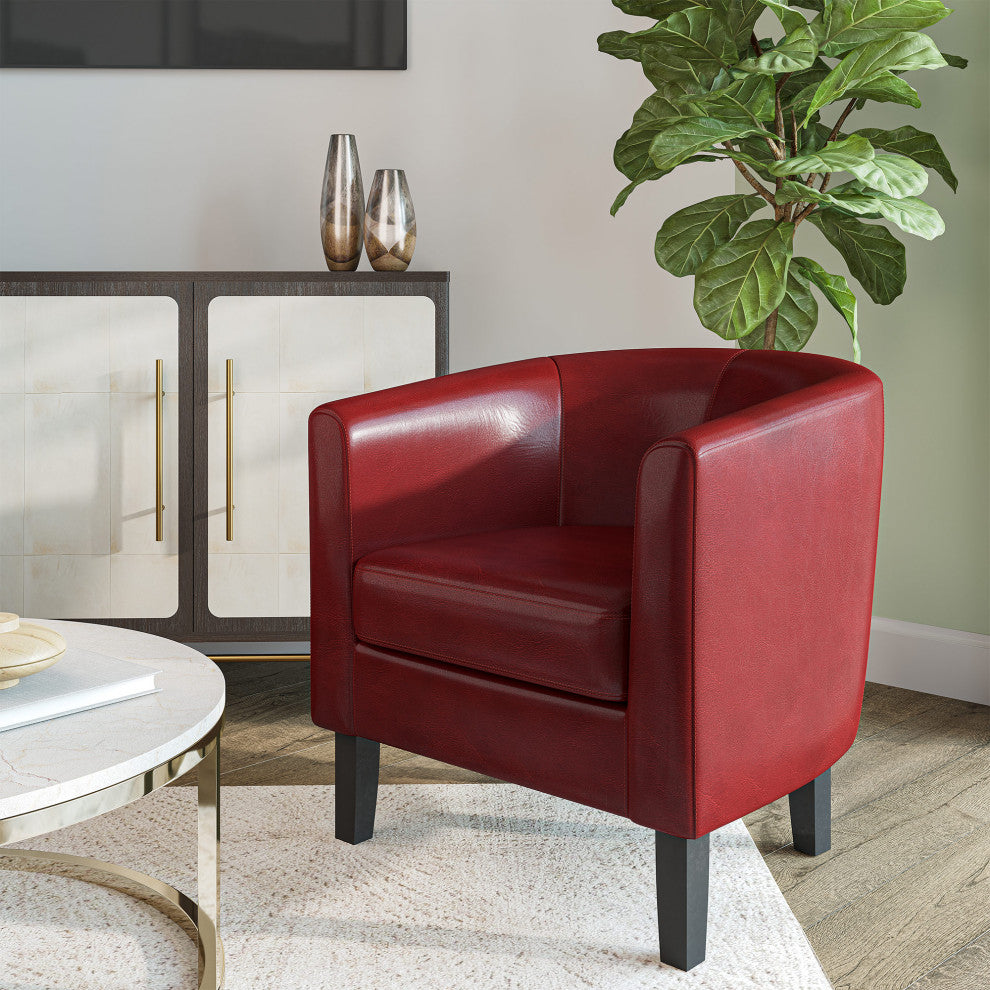 Modern Club Chair Barrel Design, Red