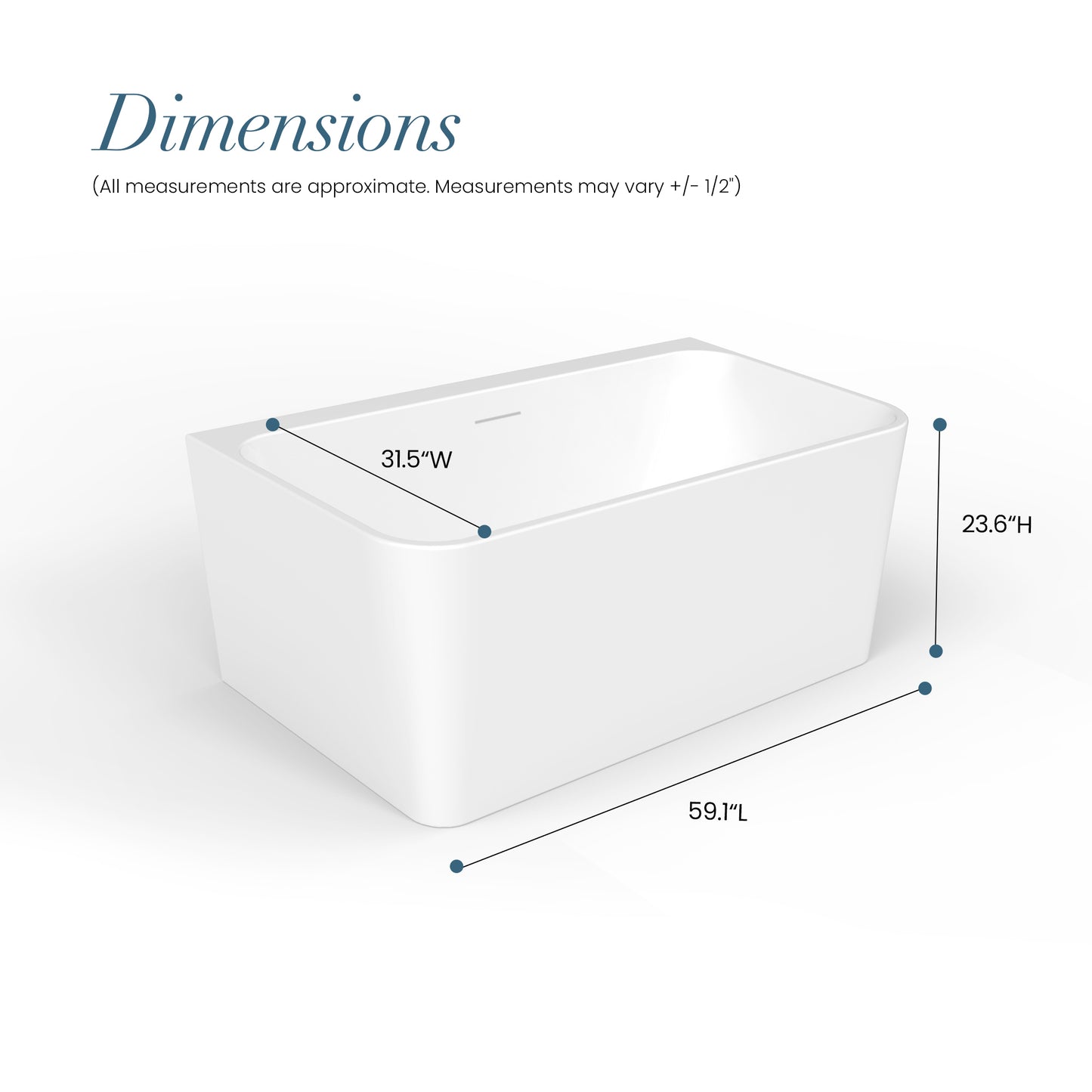 Dashiel Soaking Bathtub, 59"x31.5"