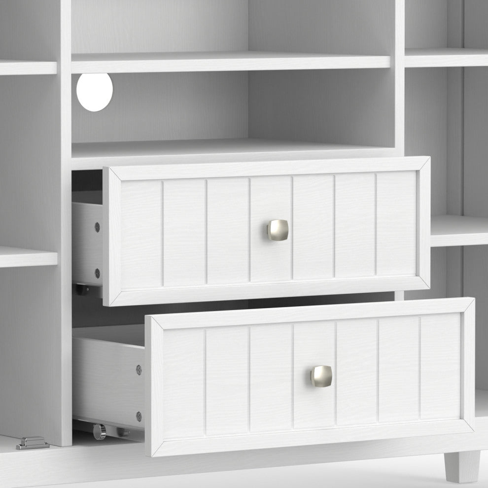 Bedford Solid Wood Tall TV Media Stand For TVs up to 60", White