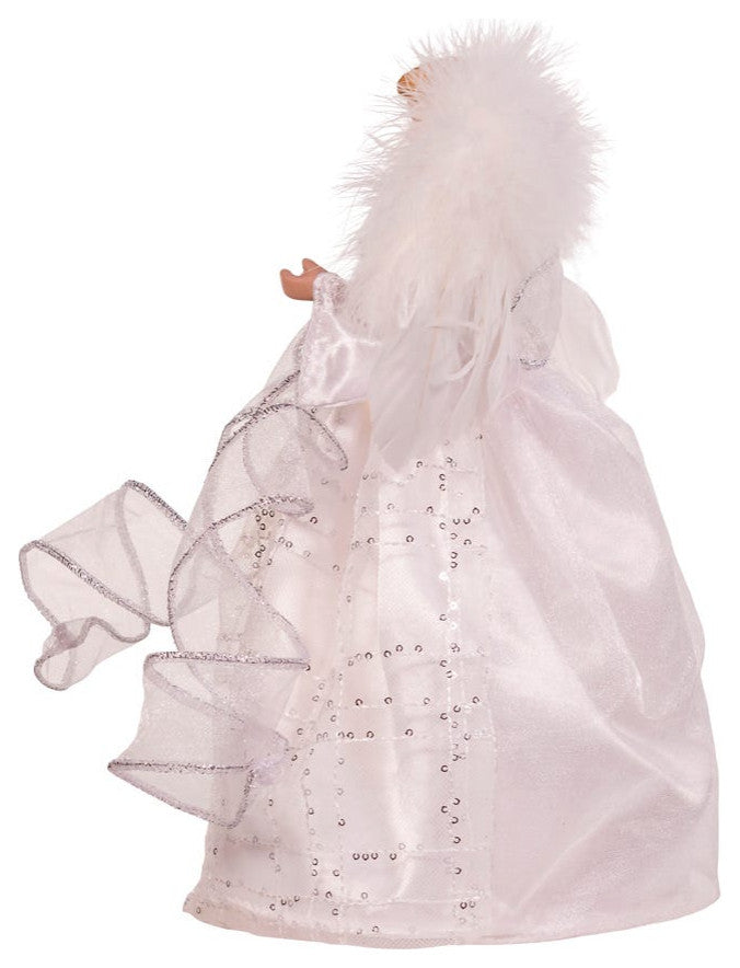 Kurt Adler 10" Battery-Operated Silver and White Fairy Angel Tree Topper