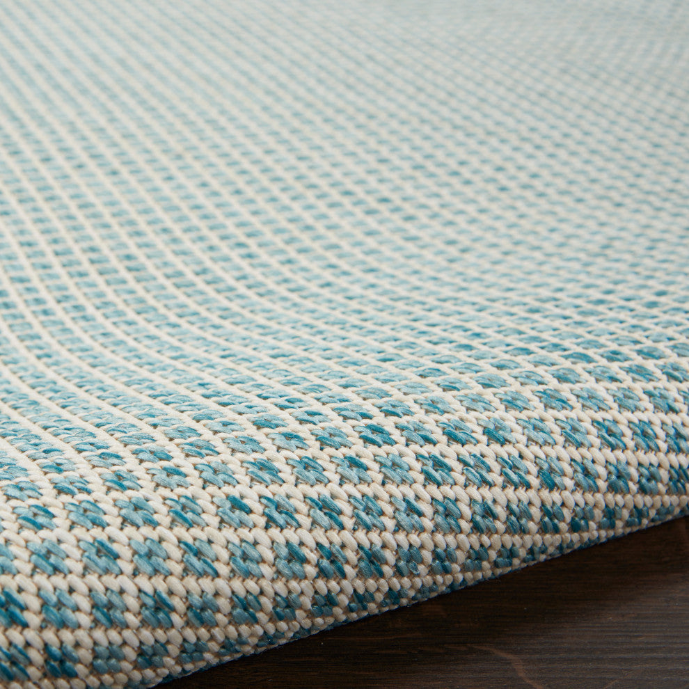 Nourison Courtyard 4' x 6' Ivory Aqua Modern Area Rug