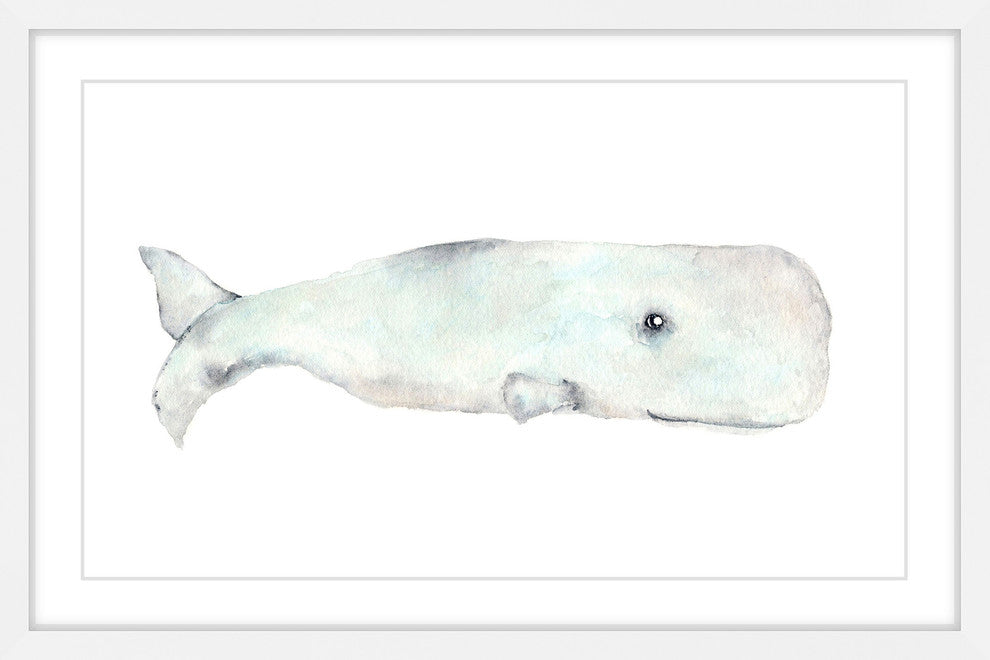 Marmont Hill, "Happy Whale" by Thimble Sparrow Framed Painting Print, 30x20