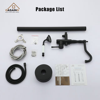 Single Handle Classical Freestanding Bathtub Faucet with Hand Shower Hand, Matte Black