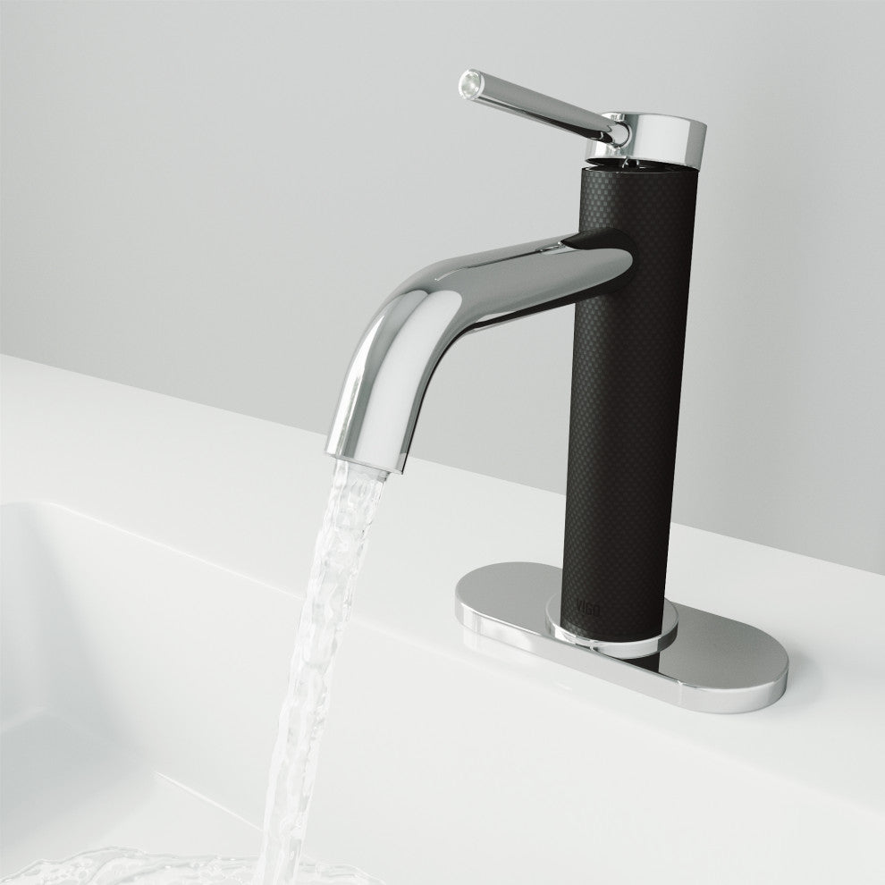 VIGO Madison 8" H Single Handle Single Hole Bathroom Faucet, Chrome, With Deck Plate