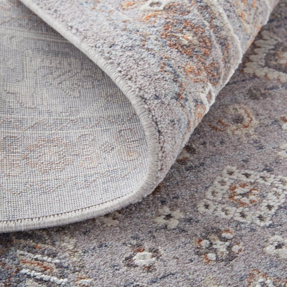 Weave & Wander Edwardo Rug, Gray/Orange, 6'-7" X 9'-4" Rug