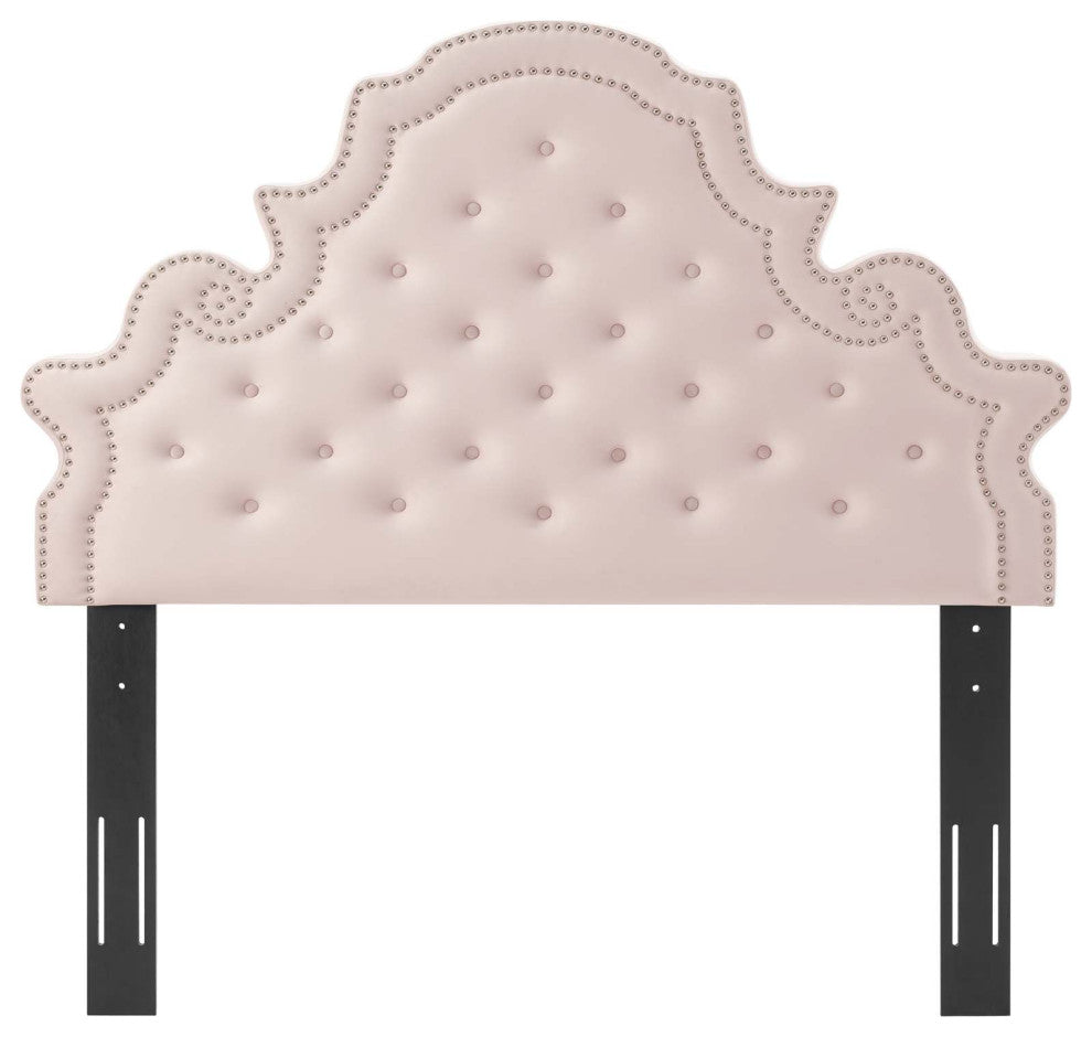 Tufted Headboard, King Size, Velvet, Pink, Modern Contemporary, Bedroom Master
