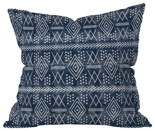 Little Arrow Design Co vintage moroccan on blue Throw Pillow
