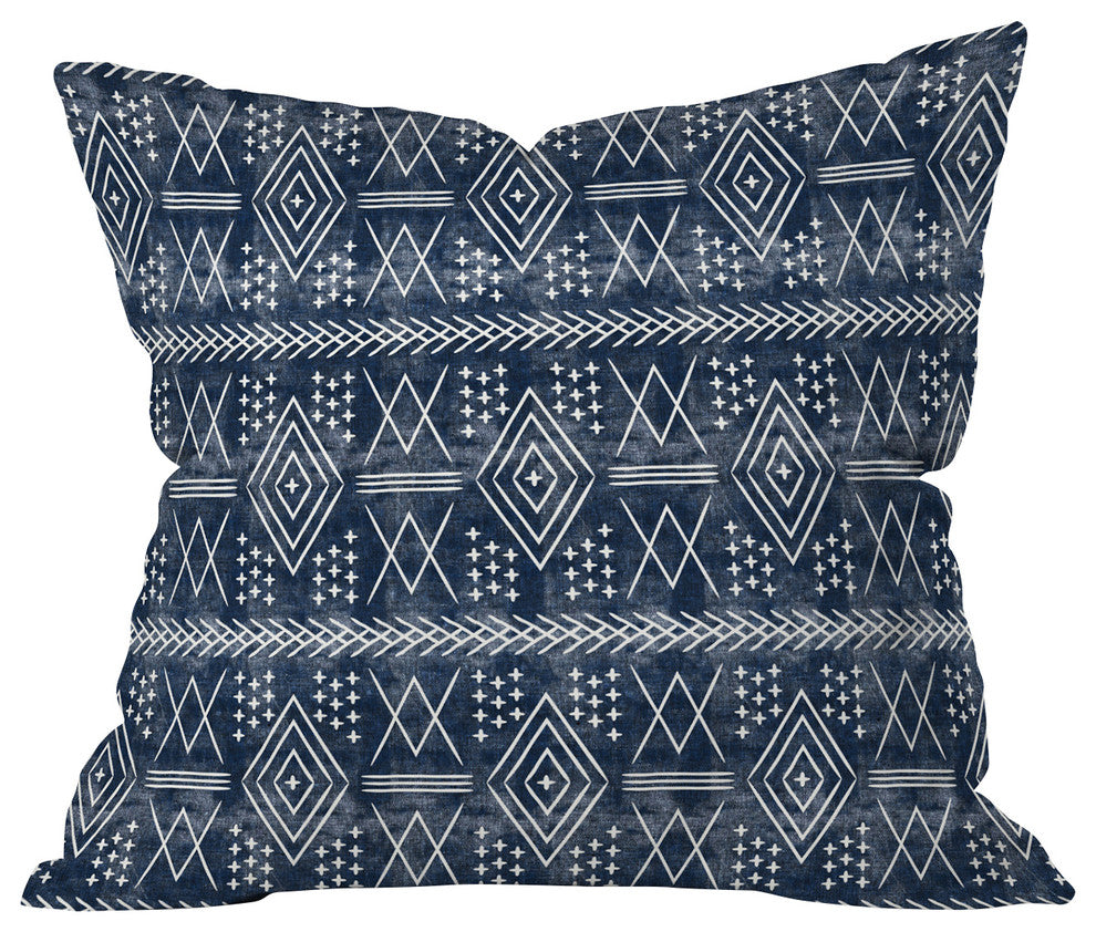 Little Arrow Design Co vintage moroccan on blue Throw Pillow
