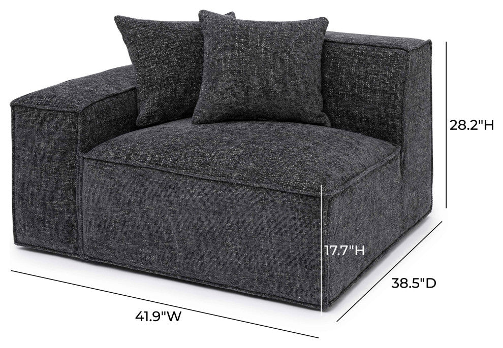 Mindy Chenille Basketweave Left Arm Facing Corner Chair, Charcoal
