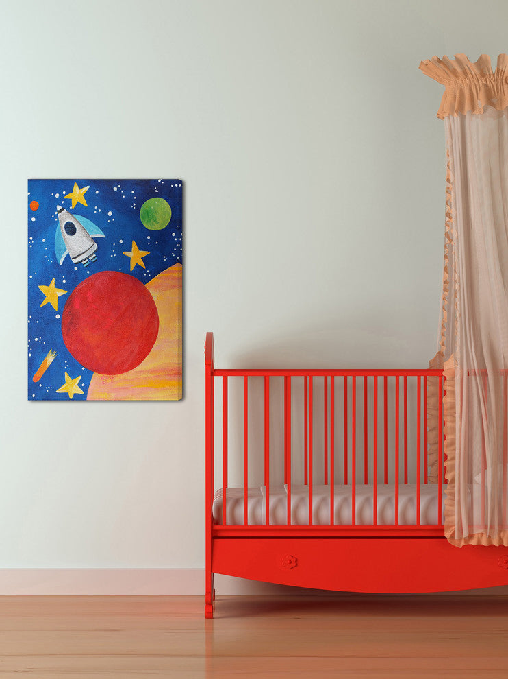 Marmont Hill, "Red Planet Rocket" by Nicola Joyner on Wrapped Canvas, 30x45
