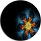 Symmetrical Blue Orange Fractal Flower, Large Disc Metal Wall Art, 36"