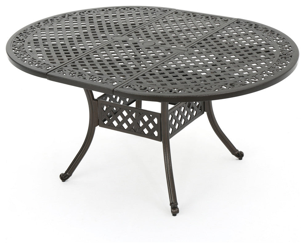 GDF Studio 7-Piece Clarisse Outdoor Finished Aluminum Dining Set, Hammered Bronze