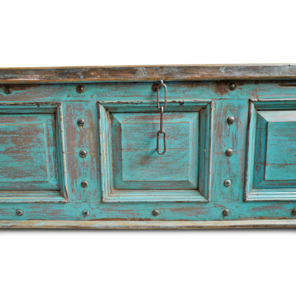 Consigned, Large Jodhpur Blue Wood Trunk