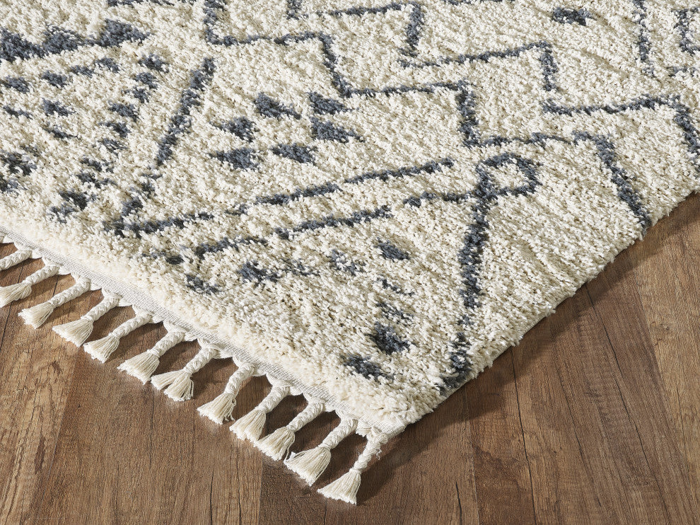 Abani Willow WIL100A Moroccan Tribal Print Black and Ivory Area Rug