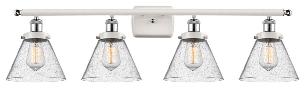 Innovations 916-4W-WPC-G44 4-Light Bath Vanity Light, White, Polished Chrome