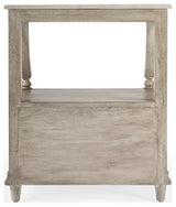 Mabel Genuine Marble and Wood 1-Drawer Nightstand, Gray