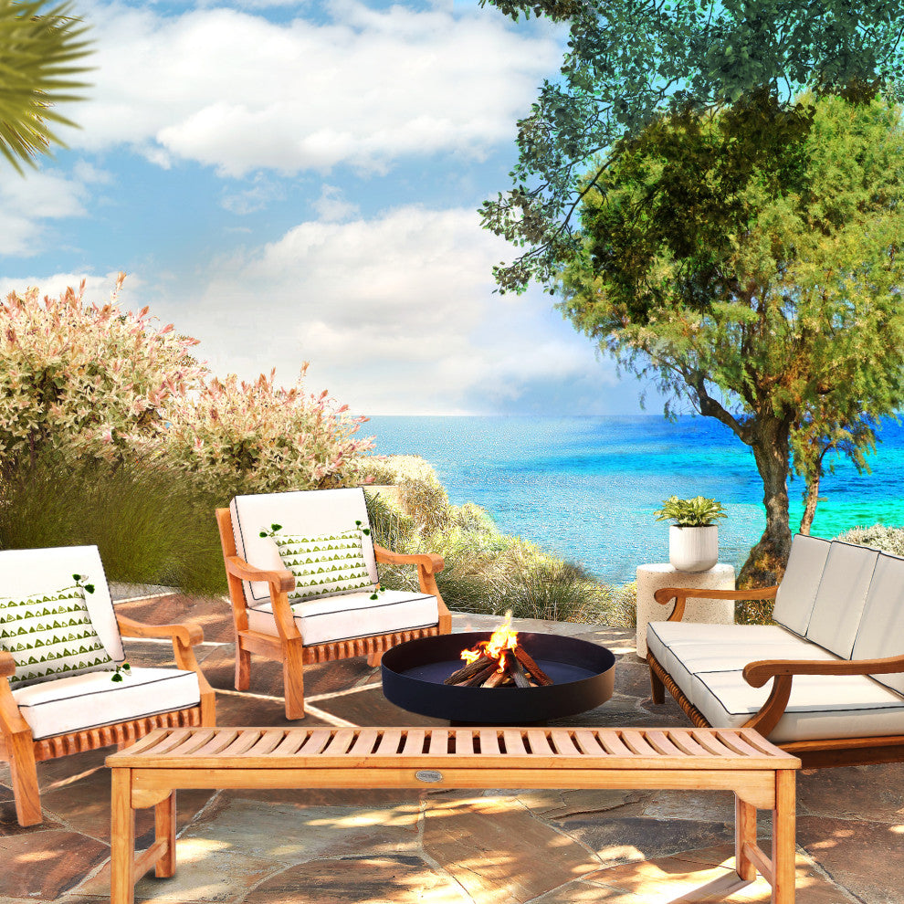 Teak Wood Deep Seating Patio Sofa with Cushions