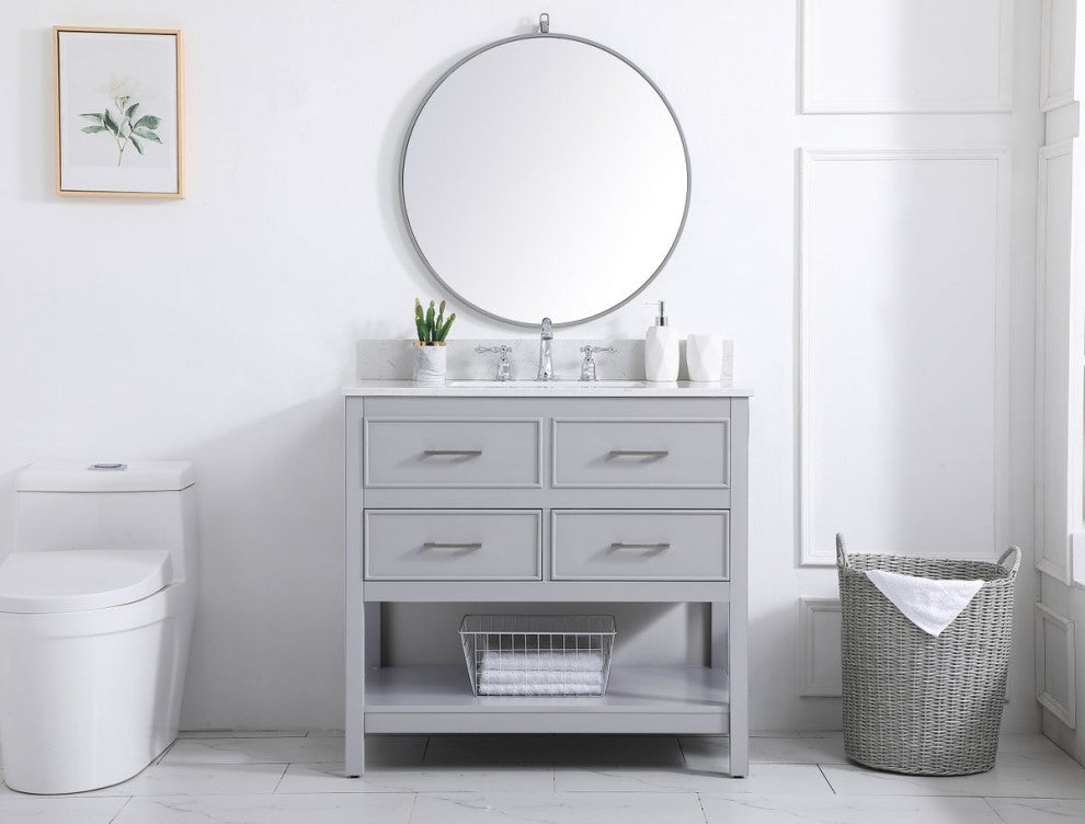 Skylar 36" Single Bathroom Vanity, Gray, With Backsplash
