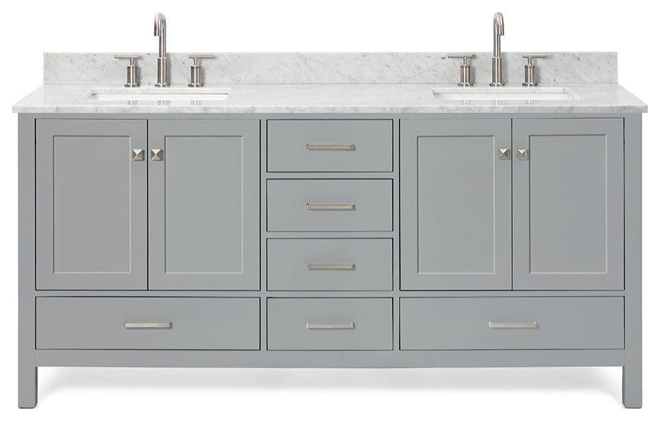 ARIEL Cambridge 73" Rectangle Sinks Bath Vanity Carrara Marble