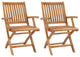Vidaxl Folding Garden Chairs 2-Piece Set Solid Teak Wood