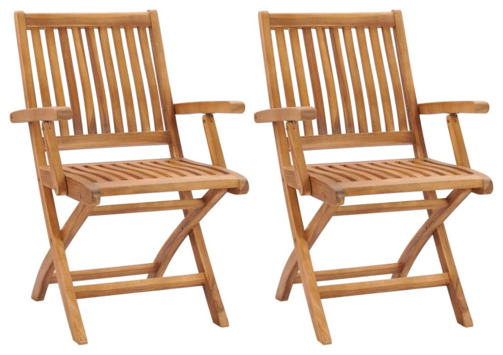 Vidaxl Folding Garden Chairs 2-Piece Set Solid Teak Wood