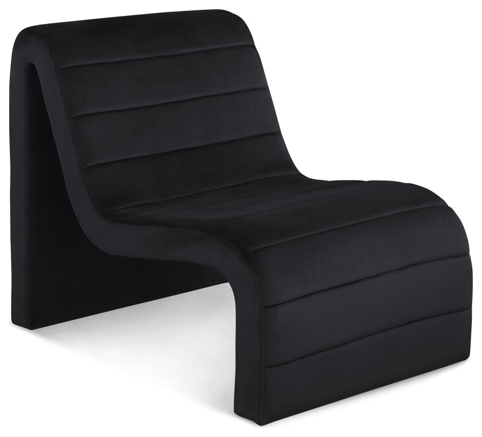 Ivy Upholstered Accent Chair, Black, Velvet