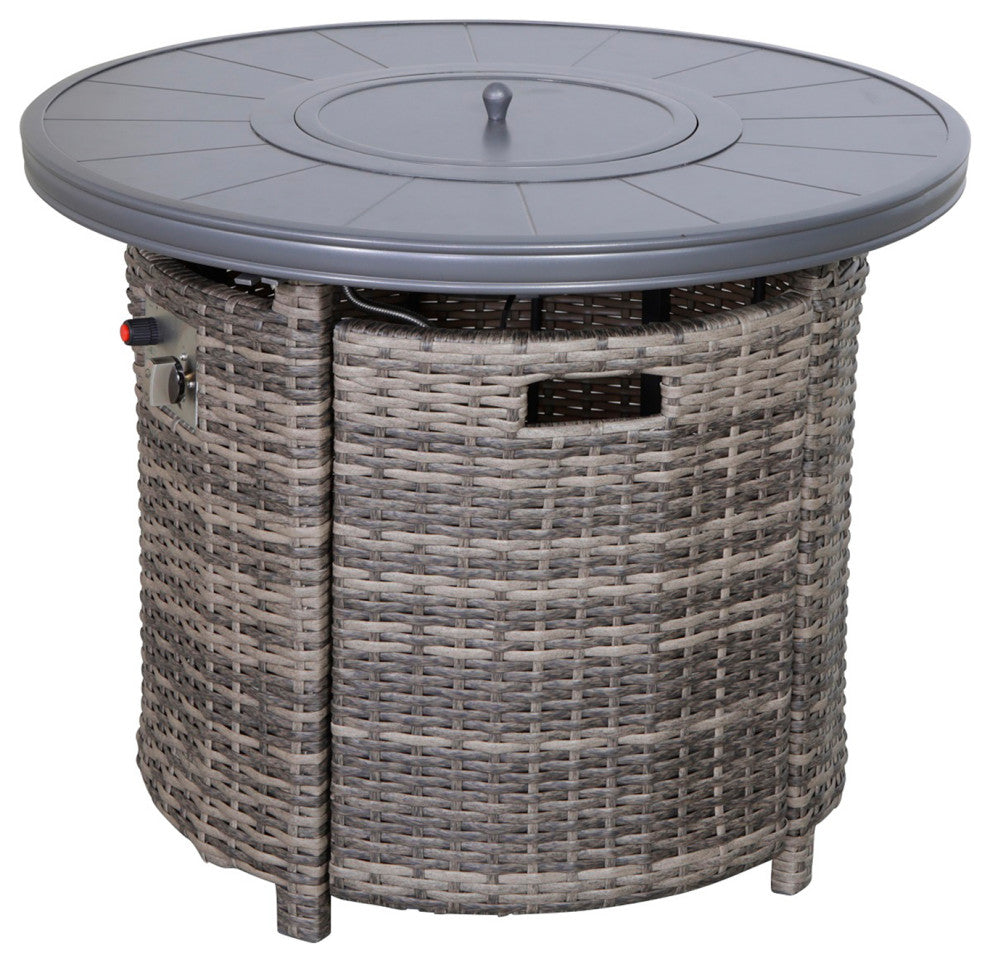32" Round Fire Pit Table, Mixed Gray