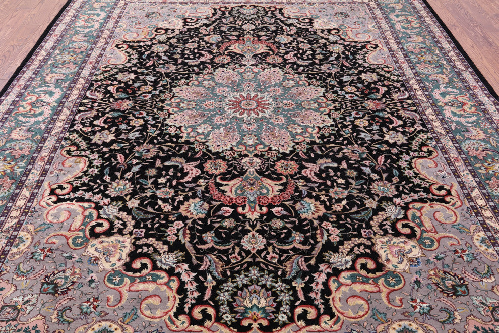 Persian Tabriz Handmade Wool & Silk Rug 8' 9" X 11' 8" - Q13748