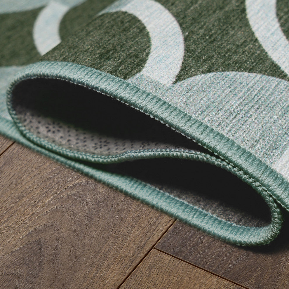 My Magic Carpet Washable Rug Dula Dark Sage Green, 5' X 7'