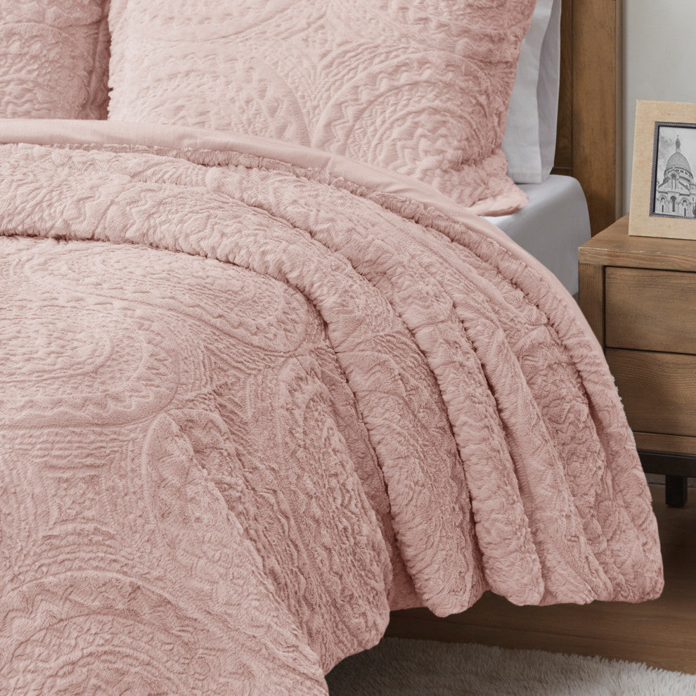 Madison Park Arya Medallion Faux Fur Plush Comforter Mini Set