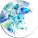 Blue And Green Fractal Flower, Floral Disc Metal Artwork, 23"