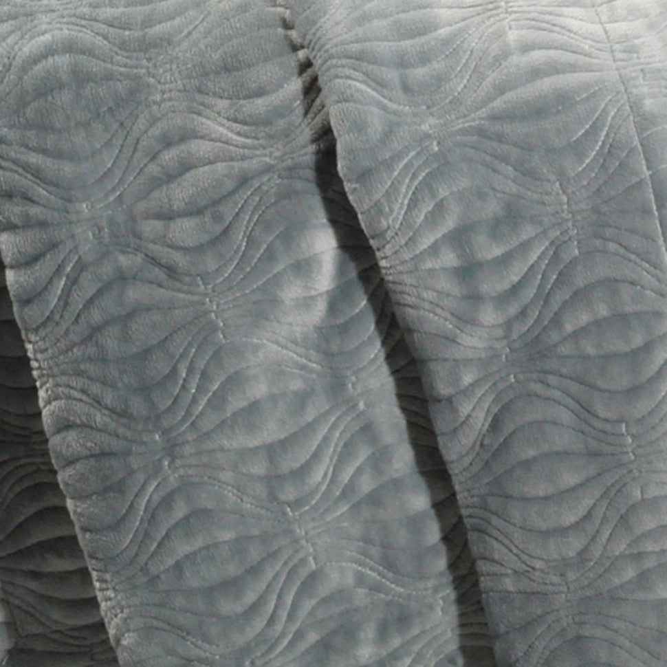 Flannel Fleece Embroidered Throw, Silver Blue