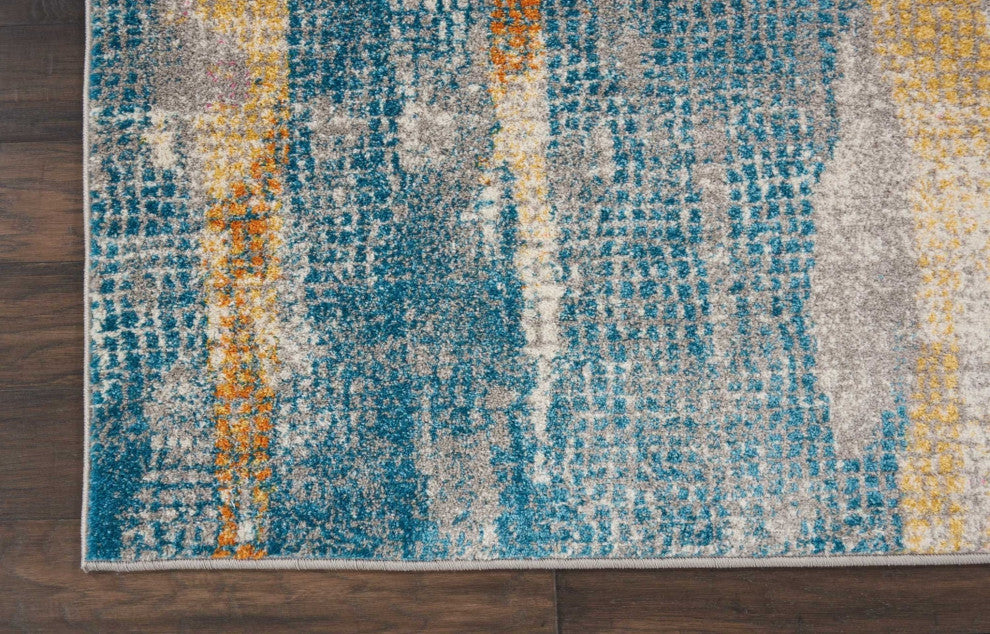 8 x 10 Gray Colorful Abstract Stripes Area Rug