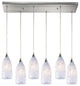 Verona 6-Light Satin Nickel Pendant, Snow White Glass