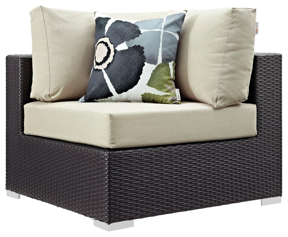 Espresso Beige Convene 8 Piece Outdoor Patio Sectional Set