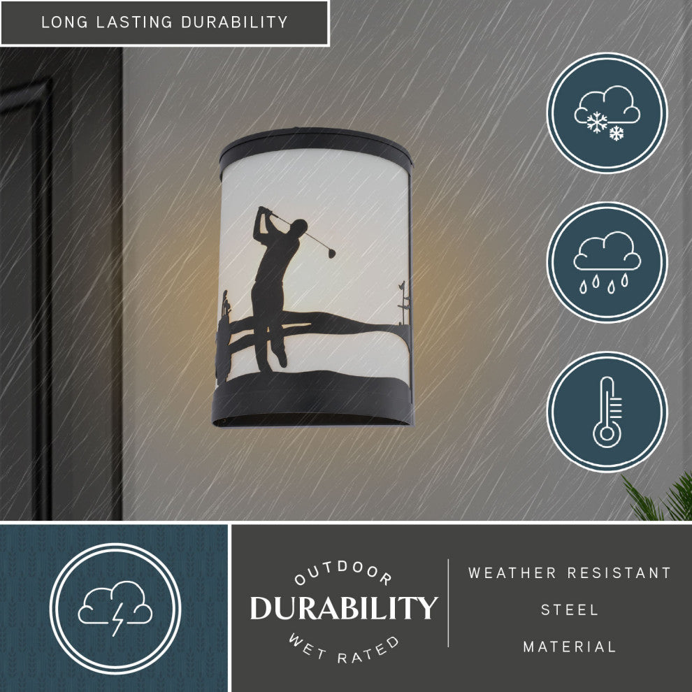 Douglas 1-Light Bronze Indoor-Outdoor Rustic Wall Sconce Bathroom Vanity Fixture, Golf