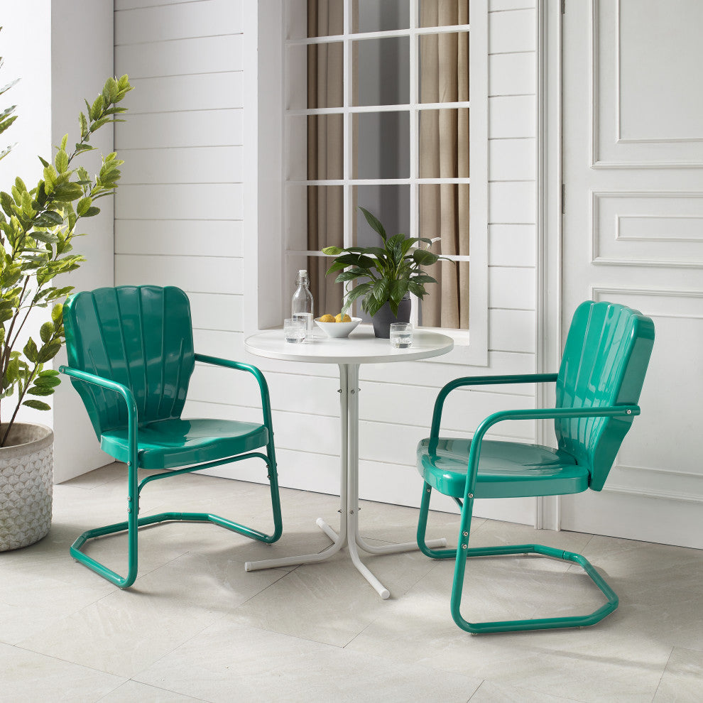 Ridgeland 3-Piece Outdoor Bistro Set, Turquoise Gloss