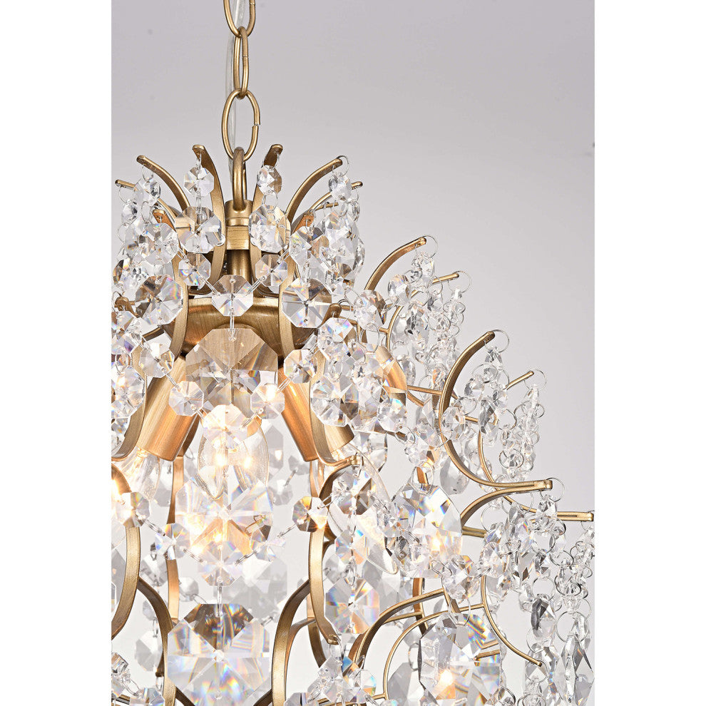 Belle Indoor 3-light Brushed Brass Crystal Chandelier