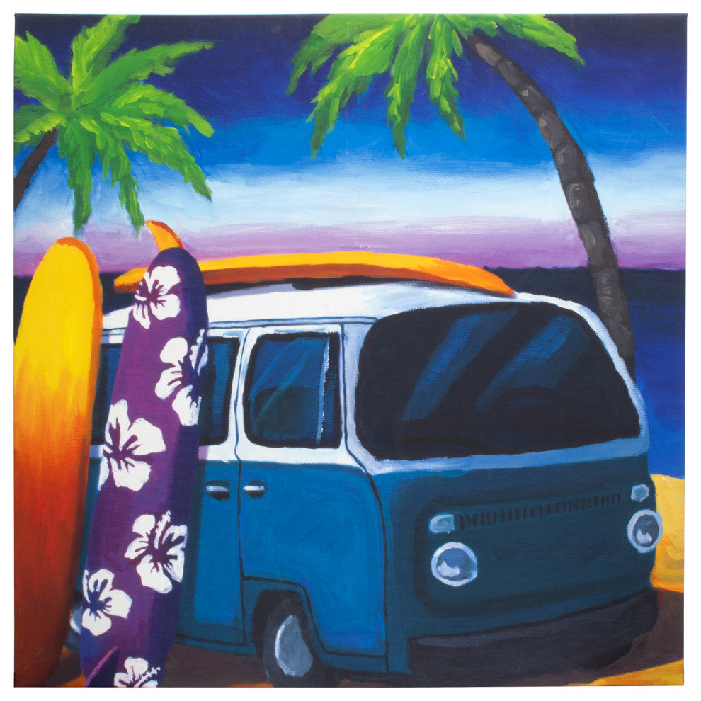American Art Decor Surf Mini Bus Outdoor Canvas Art Print, 35"x35"