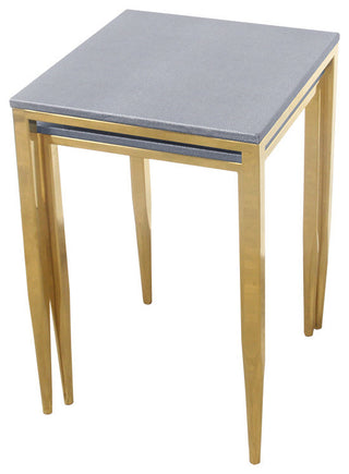 Wrightwood Nesting Tables, Faux Shagreen with Gold Metal, 2 Piece Set
