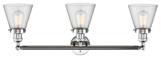 Small Cone 3-Light Bath Fixture, Seedy Glass, Polished Chrome