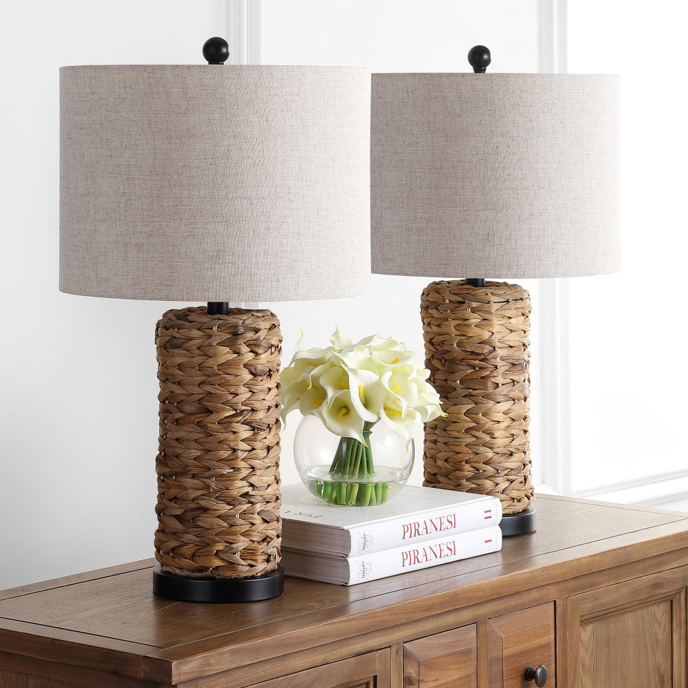 Elicia 25" Sea Grass Led Table Lamp, Natural, Set of 2