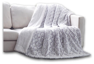 Embossed Faux Fur Dreamy Milky Way White Purple Undertone Throw Blanket, 63" X 9