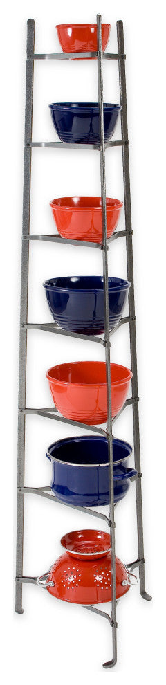 Handcrafted 7-Tier Gourmet Cookware Stand Hammered Steel (Unassembled)