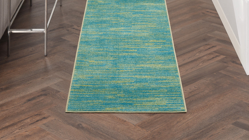 Nourison Essentials 2' x 6' Blue Green Outdoor Area Rug