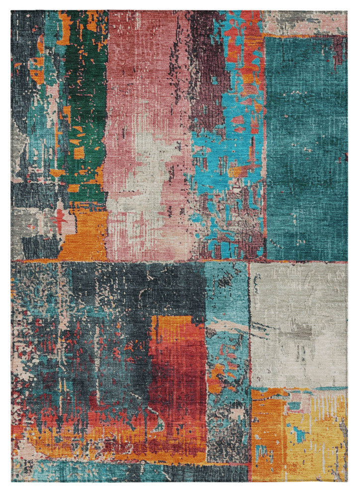 Machine Washable Indoor/Outdoor Chantille ACN1866 Teal 8' x 10' Rug