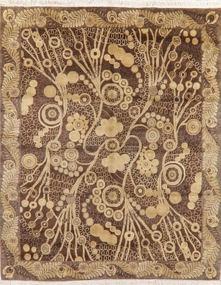 Art & Craft Oriental Hand-Knotted Indian Traditional Area Rug, Brown, 9'9"X7'11"